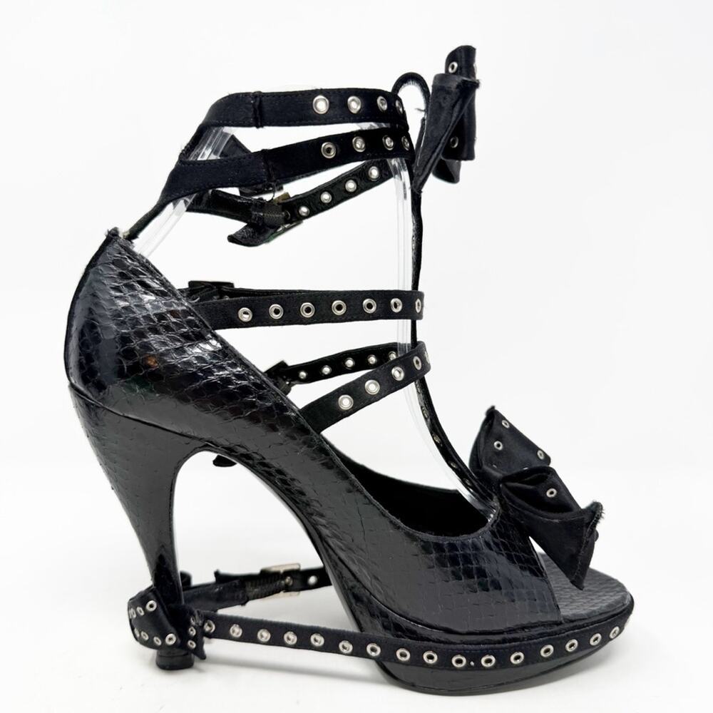 Christian Dior by John Galliano FW 2003 Bondage Bow Snakeskin Heels Size 36.5 - Picture 6 of 16